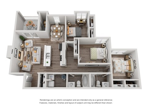 bedroom floor plan an opens up concept in this design at The Madison at Adams Farm, Greensboro